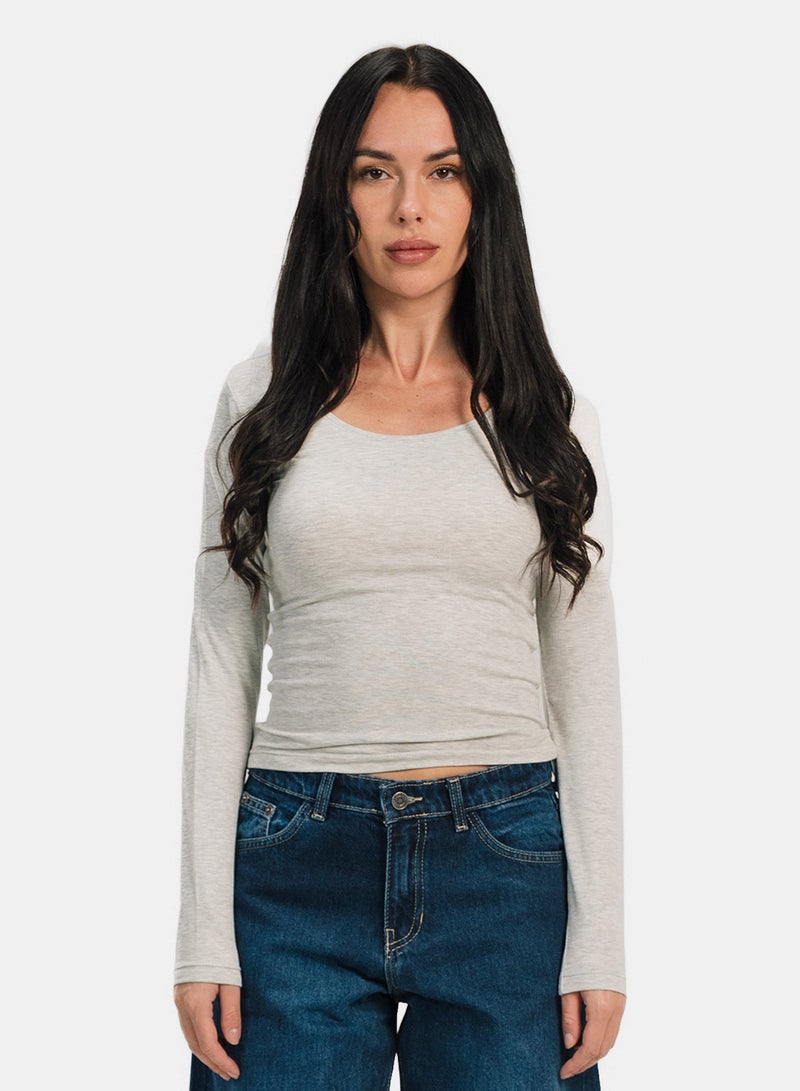 U-Shaped Long Sleeve Top